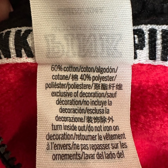 Victoria Secret Campus Sherpa Hood Dog Hoodie Pullover Color Red Half Zip L - Picture 10 of 10